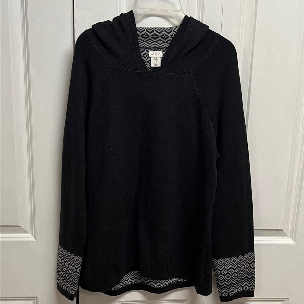 Aspen Black Gray Knit Hoodie Size XL